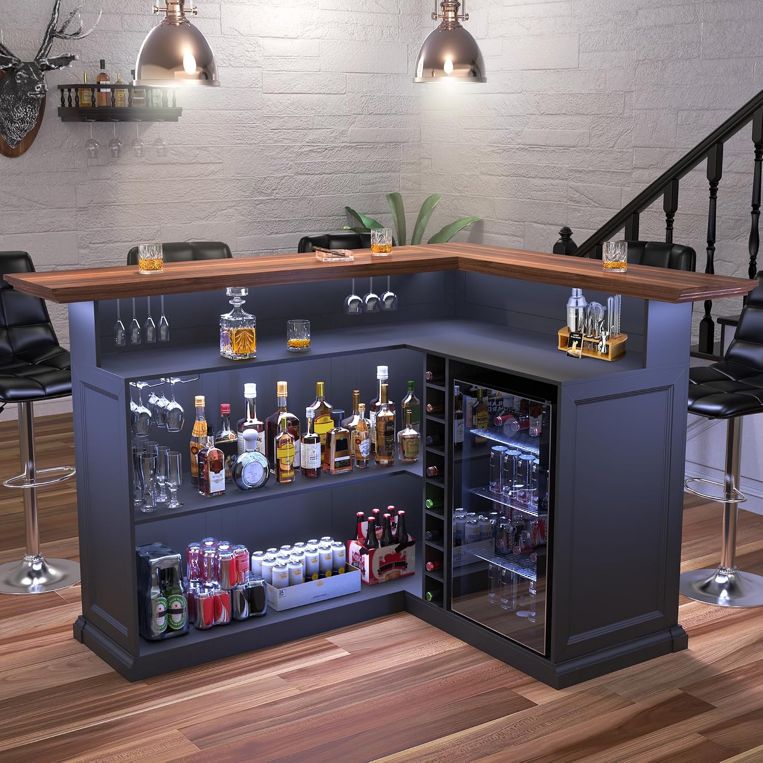 Armário de Bar em L para Casa  - Home Bar Lounge avaliação e preço